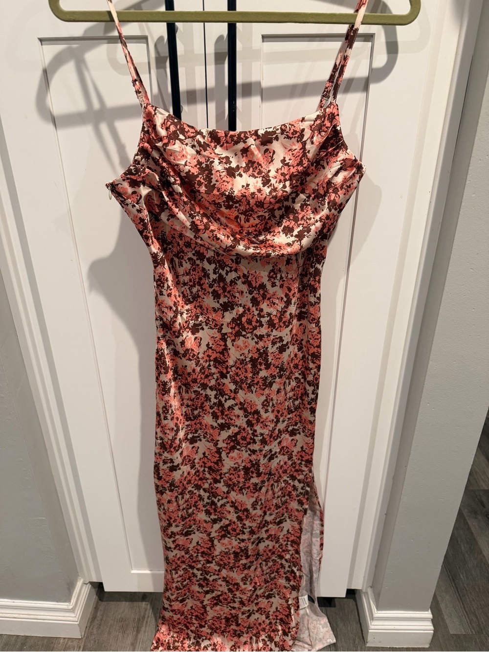 Satin like Floral Slip Maxi Dress
